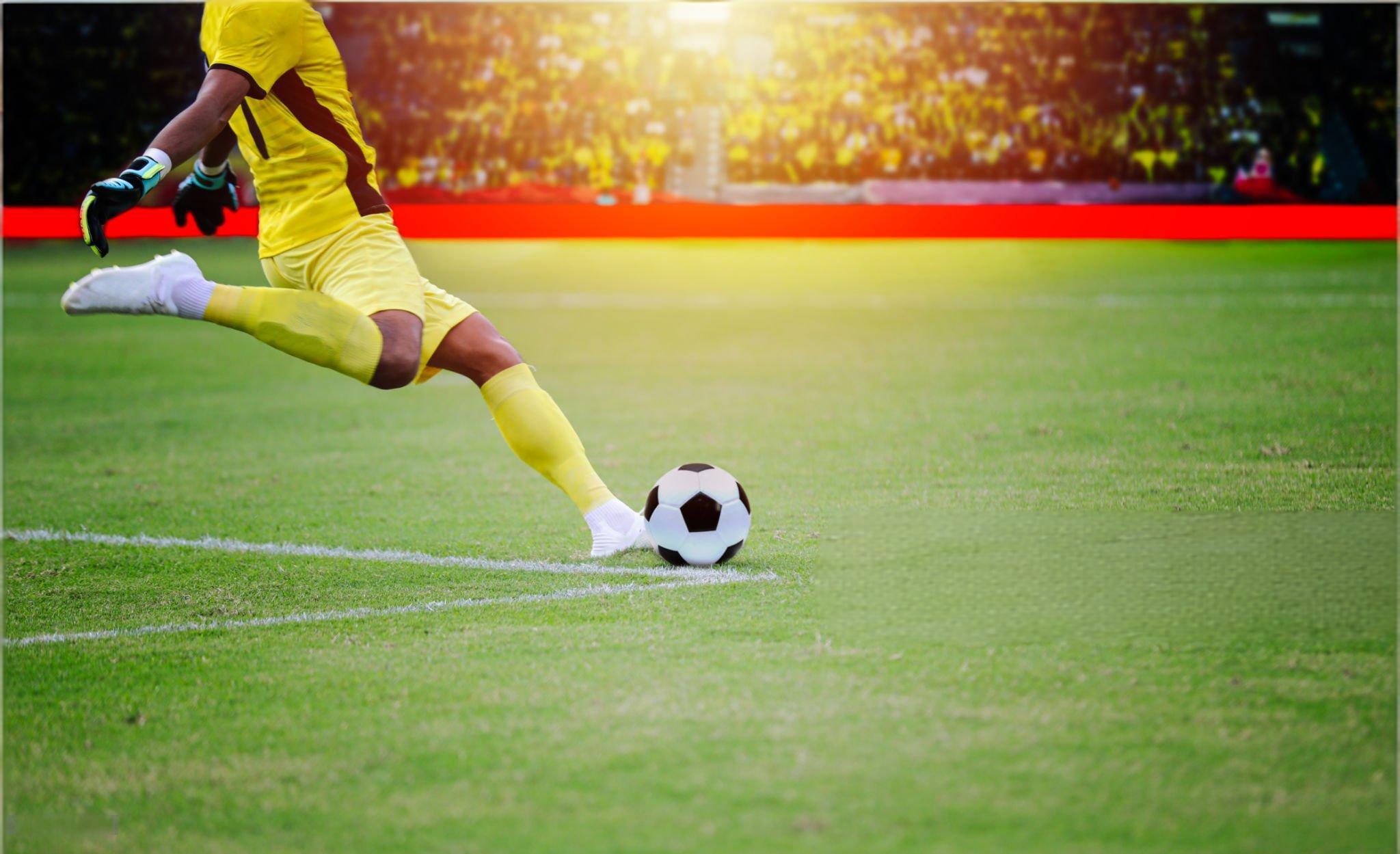 Professional soccer match action